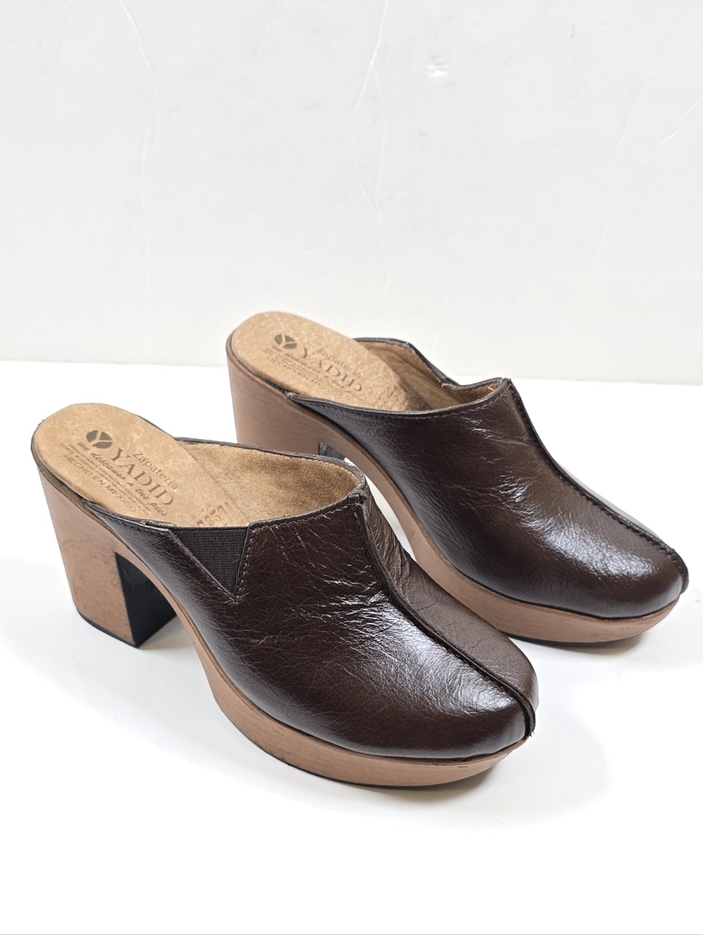 70s Retro Brown Sheepskin Leather Platform Clogs Mules Boho Retro Handmade Sz.6